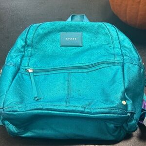 Metallic blue STATE backpack